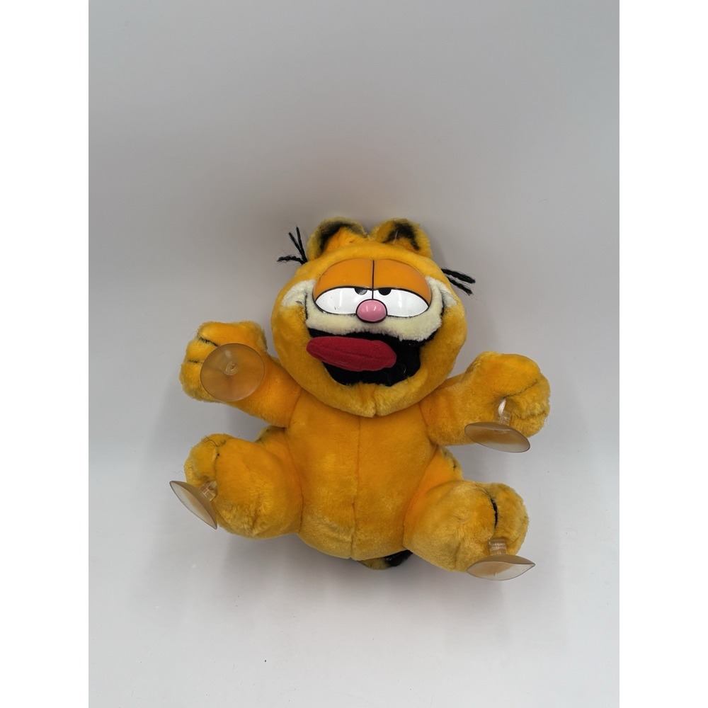 Vintage 1978 Garfield Read My Lips Plush Window Cling Tongue Out Suction Cups